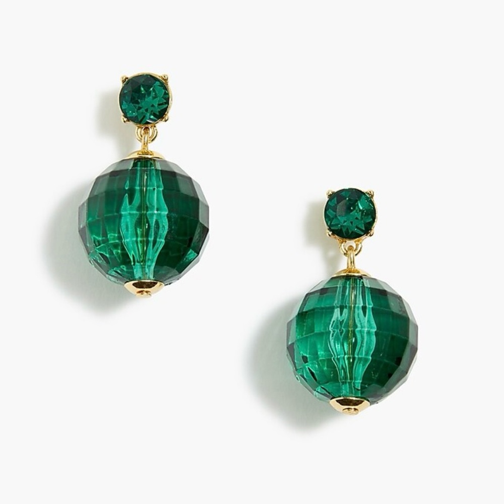 J. Crew Factory  Green Crystal Bauble Statement Earrings